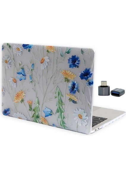 MacBook Air 13 Inç Kılıf - A1932, A2179, A2337 M1 Uyumlu Sert Kapak - Çiçek Desenli Hard Shell Koruma - Ince & Dayanıklı Laptop Cover Sarı