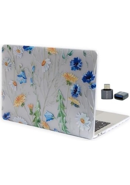 MacBook Air 13 Inç Kılıf - A1932, A2179, A2337 M1 Uyumlu Sert Kapak - Çiçek Desenli Hard Shell Koruma - Ince & Dayanıklı Laptop Cover Sarı modelleri
