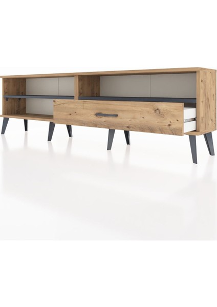 Arges Tv Ünitesi 2 Raflı Tek Çekmeceli 176X30X51 Çam-Antrasit/çam fırsatları