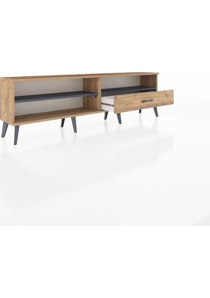 Arges Tv Ünitesi 2 Raflı Tek Çekmeceli 176X30X51 Çam-Antrasit/çam indirimleri