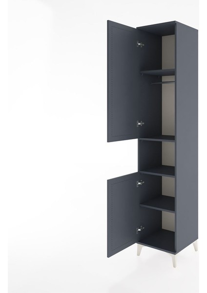 Hyperion Dolap 4 Raflı 2 Kapaklı Tek Askılı 44X44X221 Antrasit-Antrasit fırsatları