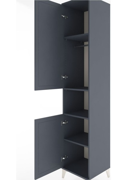 Hyperion Dolap 4 Raflı 2 Kapaklı Tek Askılı 44X44X221 Antrasit-Antrasit indirimleri