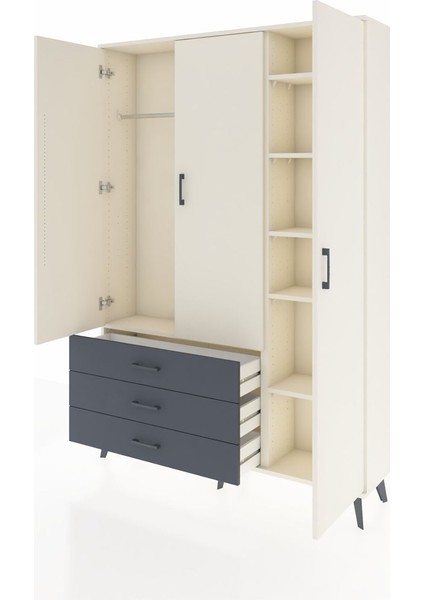 Arges Dolap 6 Raflı 3 Çekmeceli Tek Askılı 132X30X195 Aytaşı-Aytaşı/antrasit modelleri
