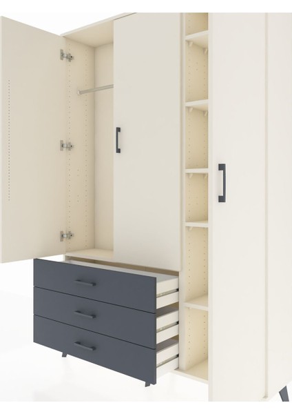 Arges Dolap 6 Raflı 3 Çekmeceli Tek Askılı 132X30X195 Aytaşı-Aytaşı/antrasit fırsatları