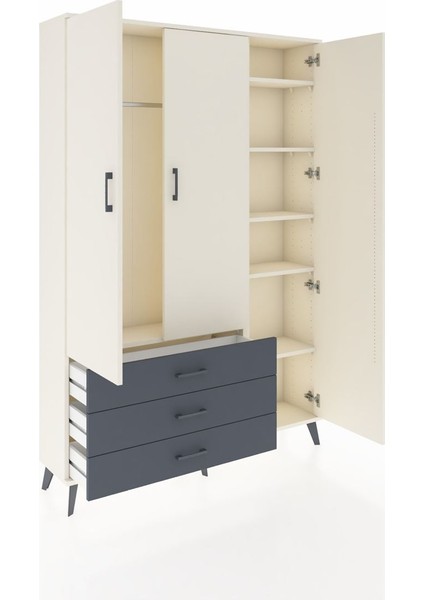 Arges Dolap 6 Raflı 3 Çekmeceli Tek Askılı 132X30X195 Aytaşı-Aytaşı/antrasit indirimleri