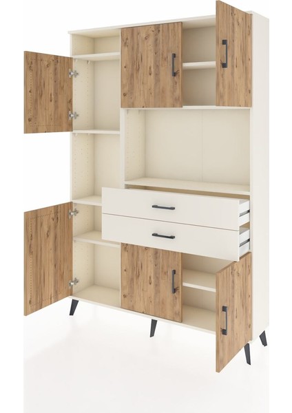 Arges Dolap 8 Raflı 2 Çekmeceli 6 Kapaklı 132X30X195 Aytaşı-Çam/aytaşı modelleri