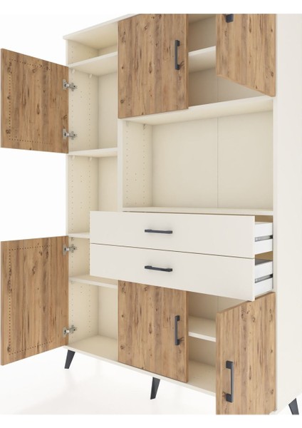 Arges Dolap 8 Raflı 2 Çekmeceli 6 Kapaklı 132X30X195 Aytaşı-Çam/aytaşı fırsatları