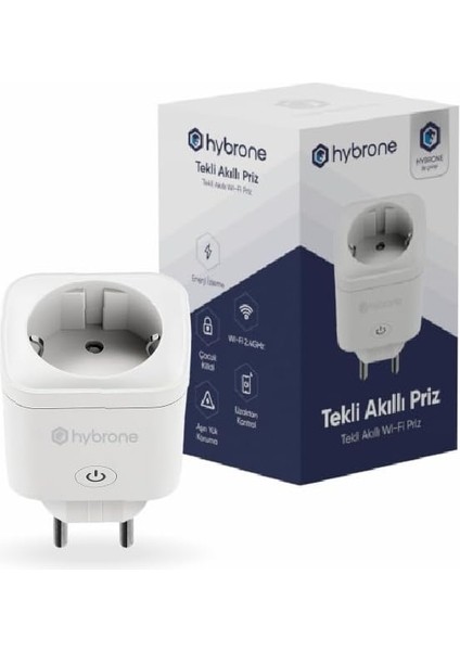 Akım Korumalı Wi-Fi Akıllı Priz, Enerji Izleme, Çocuk Kilidi, 16 Amper, Uygulama ile Uzaktan Kontrol