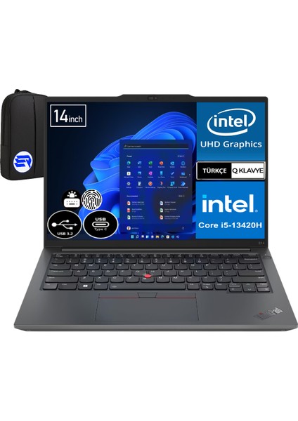 Thinkpad E14 Gen 5 21JK00LCTXEP9 I5-13420H 24 GB 2tb SSD UHD Graphics 14" Wuxga WIN11 Pro + Elektropasaj Çanta