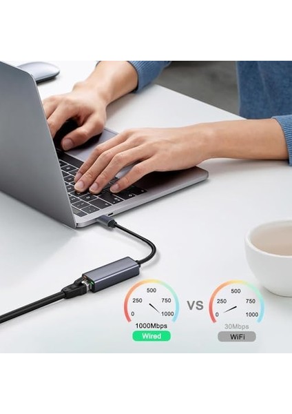 MT76 Mac Windows Uyumlu Type-C To 1000MBPS Ethernet Çevirici Adaptör Metal Kasa modelleri
