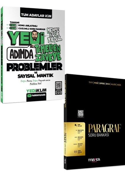 Yediiklim+Marka 2026 Tüm Adaylar Için Yedi Adımda Temelden Zirveye Problemler ve Sayısal Mantık +Paragraf Video Konu Anlatımlı Video Çözümlü Set