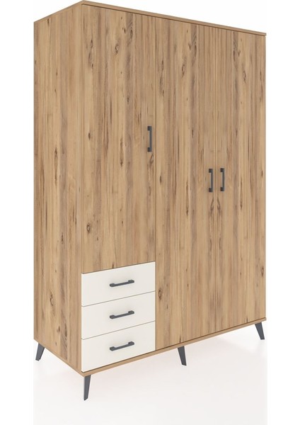 Kronos Dolap 6 Raflı 3 Çekmeceli Tek Askılı 132X59X195 Çam-Çam/aytaşı fiyatları