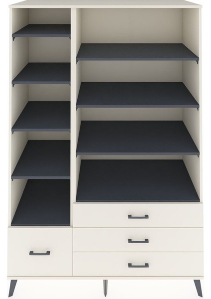 Kronos Dolap 9 Raflı 4 Çekmeceli 132X59X195 Aytaşı-Antrasit/aytaşı