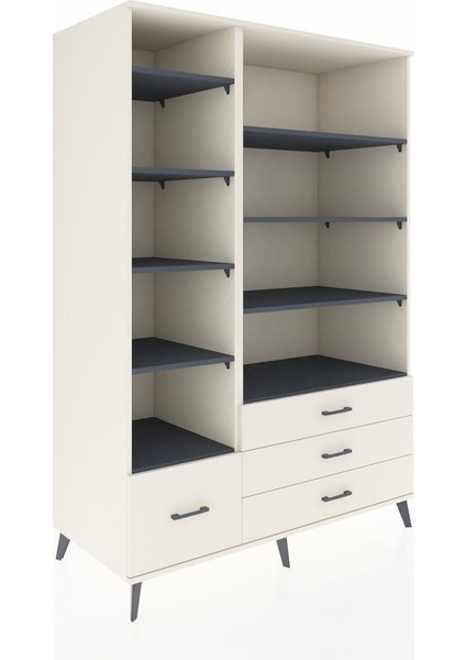 Kronos Dolap 9 Raflı 4 Çekmeceli 132X59X195 Aytaşı-Antrasit/aytaşı fiyatları