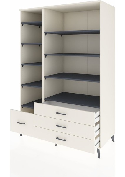 Kronos Dolap 9 Raflı 4 Çekmeceli 132X59X195 Aytaşı-Antrasit/aytaşı modelleri