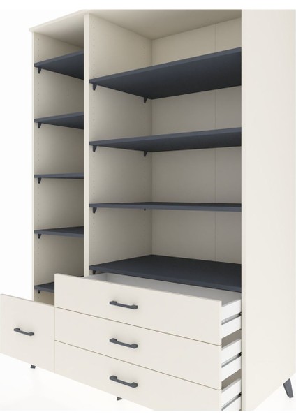 Kronos Dolap 9 Raflı 4 Çekmeceli 132X59X195 Aytaşı-Antrasit/aytaşı fırsatları