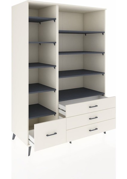 Kronos Dolap 9 Raflı 4 Çekmeceli 132X59X195 Aytaşı-Antrasit/aytaşı indirimleri