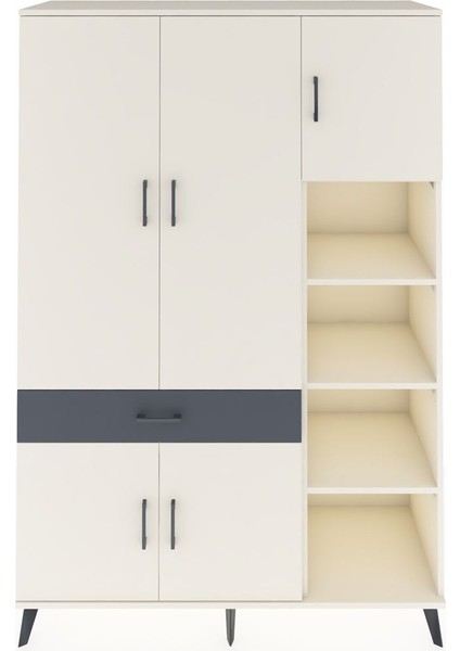 Hyperion Dolap 10 Raflı Tek Çekmeceli 5 Kapaklı 132X44X195 Aytaşı-Aytaşı/antrasit