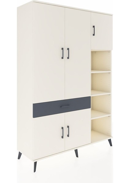 Hyperion Dolap 10 Raflı Tek Çekmeceli 5 Kapaklı 132X44X195 Aytaşı-Aytaşı/antrasit fiyatları