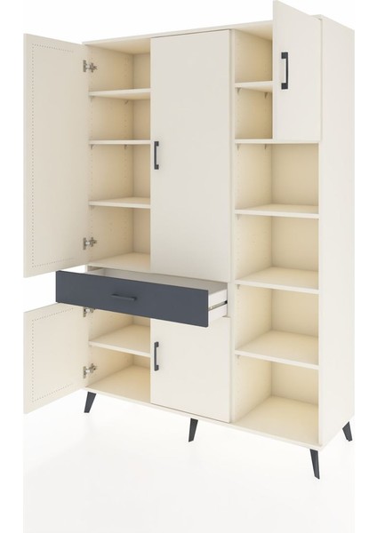 Hyperion Dolap 10 Raflı Tek Çekmeceli 5 Kapaklı 132X44X195 Aytaşı-Aytaşı/antrasit modelleri