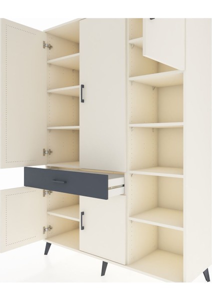 Hyperion Dolap 10 Raflı Tek Çekmeceli 5 Kapaklı 132X44X195 Aytaşı-Aytaşı/antrasit fırsatları