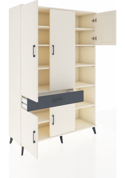 Hyperion Dolap 10 Raflı Tek Çekmeceli 5 Kapaklı 132X44X195 Aytaşı-Aytaşı/antrasit indirimleri