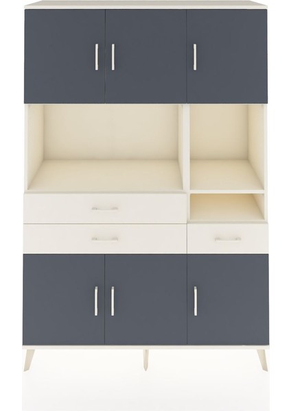 Hyperion Dolap 9 Raflı 3 Çekmeceli 6 Kapaklı 132X44X195 Aytaşı-Antrasit/aytaşı