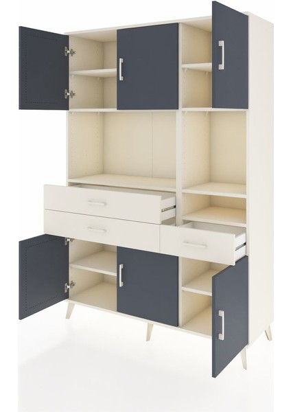 Hyperion Dolap 9 Raflı 3 Çekmeceli 6 Kapaklı 132X44X195 Aytaşı-Antrasit/aytaşı modelleri