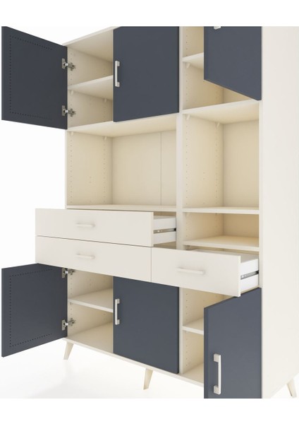 Hyperion Dolap 9 Raflı 3 Çekmeceli 6 Kapaklı 132X44X195 Aytaşı-Antrasit/aytaşı fırsatları