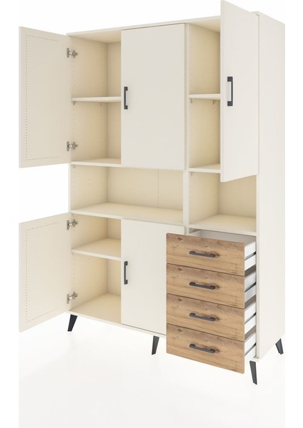 Hyperion Dolap 7 Raflı 4 Çekmeceli 5 Kapaklı 132X44X195 Aytaşı-Aytaşı/çam modelleri