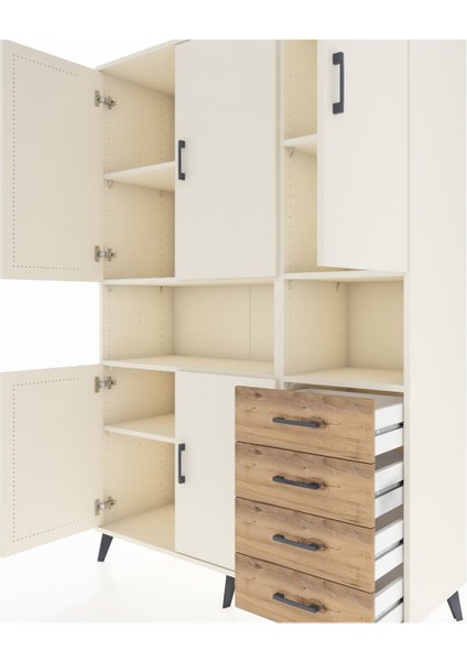 Hyperion Dolap 7 Raflı 4 Çekmeceli 5 Kapaklı 132X44X195 Aytaşı-Aytaşı/çam fırsatları