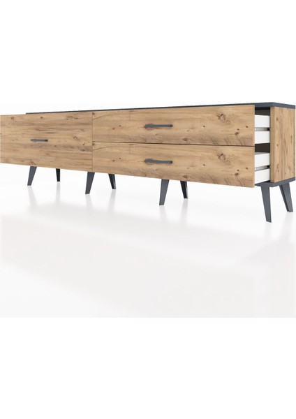 Arges Tv Ünitesi 3 Çekmeceli 176X30X51 Çam-Antrasit/çam fırsatları