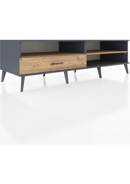 Kronos Tv Ünitesi 2 Raflı Tek Çekmeceli 176X59X51 Antrasit-Çam/çam fiyatları