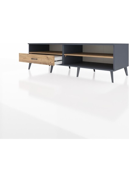 Kronos Tv Ünitesi 2 Raflı Tek Çekmeceli 176X59X51 Antrasit-Çam/çam modelleri