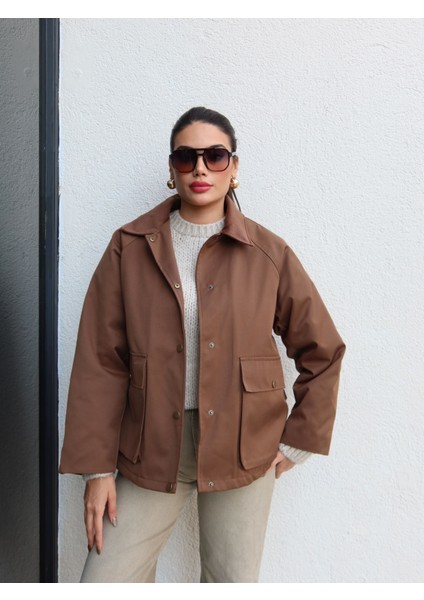 Kadife Yaka Kapitone Dolgu Ceket