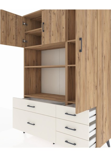Hyperion Dolap 7 Raflı 5 Çekmeceli 3 Kapaklı 132X44X195 Çam-Çam/aytaşı fırsatları