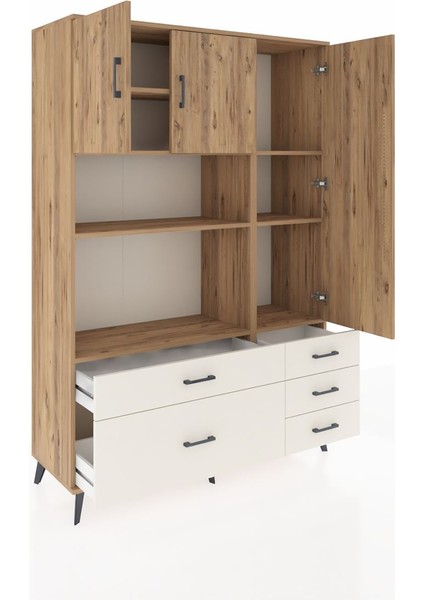 Hyperion Dolap 7 Raflı 5 Çekmeceli 3 Kapaklı 132X44X195 Çam-Çam/aytaşı indirimleri