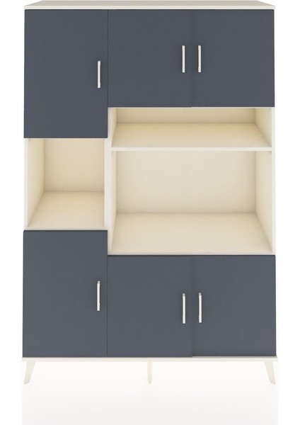 Hyperion Dolap 9 Raflı 6 Kapaklı 132X44X195 Aytaşı-Antrasit/aytaşı