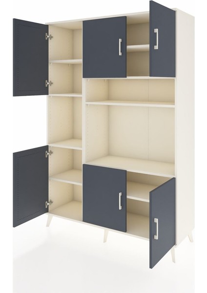 Hyperion Dolap 9 Raflı 6 Kapaklı 132X44X195 Aytaşı-Antrasit/aytaşı modelleri