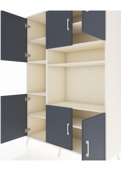 Hyperion Dolap 9 Raflı 6 Kapaklı 132X44X195 Aytaşı-Antrasit/aytaşı fırsatları