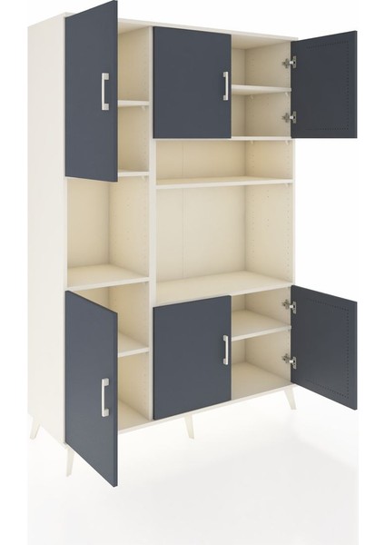 Hyperion Dolap 9 Raflı 6 Kapaklı 132X44X195 Aytaşı-Antrasit/aytaşı indirimleri