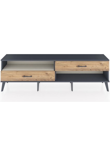 Arges Tv Ünitesi Tek Raflı 2 Çekmeceli 176X30X51 Antrasit-Aytaşı/çam