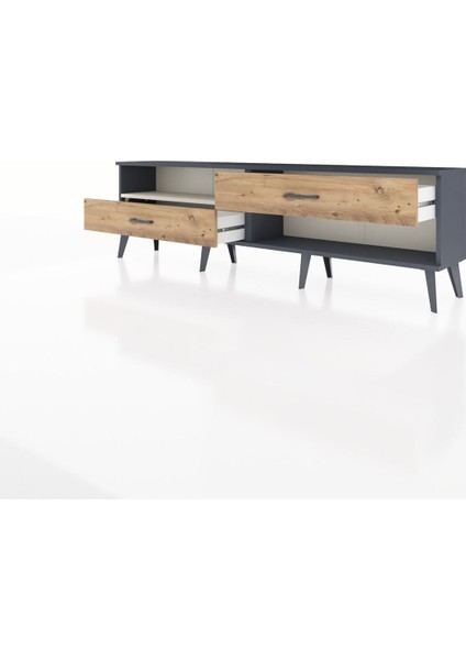 Arges Tv Ünitesi Tek Raflı 2 Çekmeceli 176X30X51 Antrasit-Aytaşı/çam modelleri