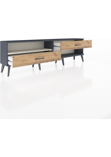 Arges Tv Ünitesi Tek Raflı 2 Çekmeceli 176X30X51 Antrasit-Aytaşı/çam indirimleri