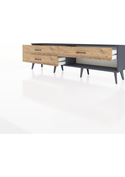 Arges Tv Ünitesi 3 Çekmeceli 176X30X51 Antrasit-Antrasit/çam modelleri