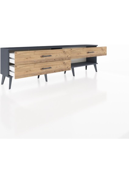 Arges Tv Ünitesi 3 Çekmeceli 176X30X51 Antrasit-Antrasit/çam indirimleri