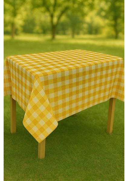 Masa Örtüsü &amp; Piknik Örtsü -Raşel Kumaş 120 cm x 160 cm -Kare Desenli