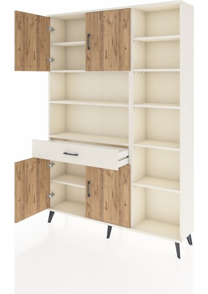 Arges Dolap 10 Raflı Tek Çekmeceli 4 Kapaklı 132X30X195 Aytaşı-Çam/aytaşı modelleri