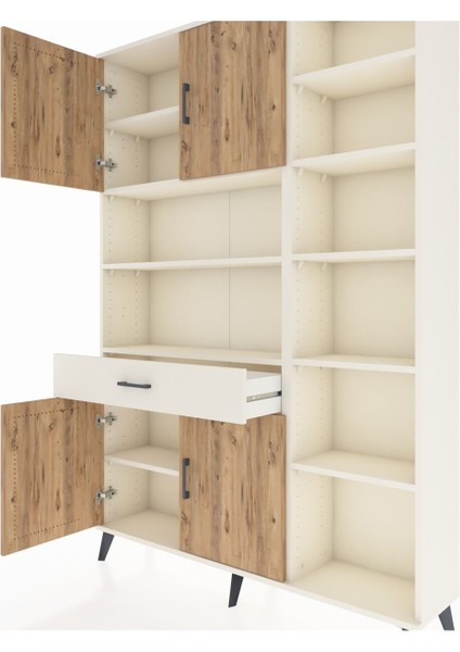 Arges Dolap 10 Raflı Tek Çekmeceli 4 Kapaklı 132X30X195 Aytaşı-Çam/aytaşı fırsatları