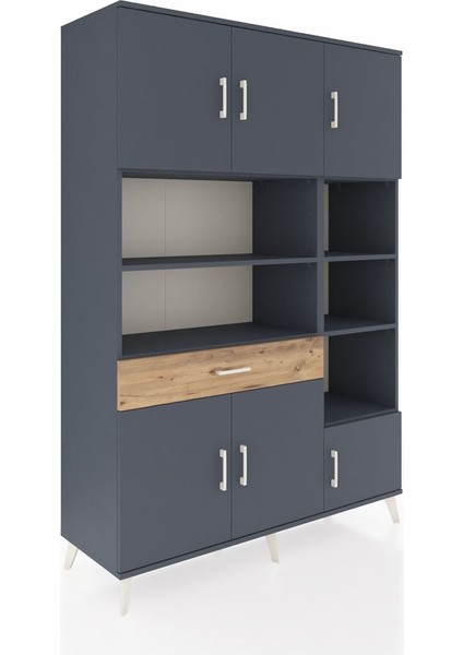 Hyperion Dolap 10 Raflı Tek Çekmeceli 6 Kapaklı 132X44X195 Antrasit-Antrasit/çam fiyatları